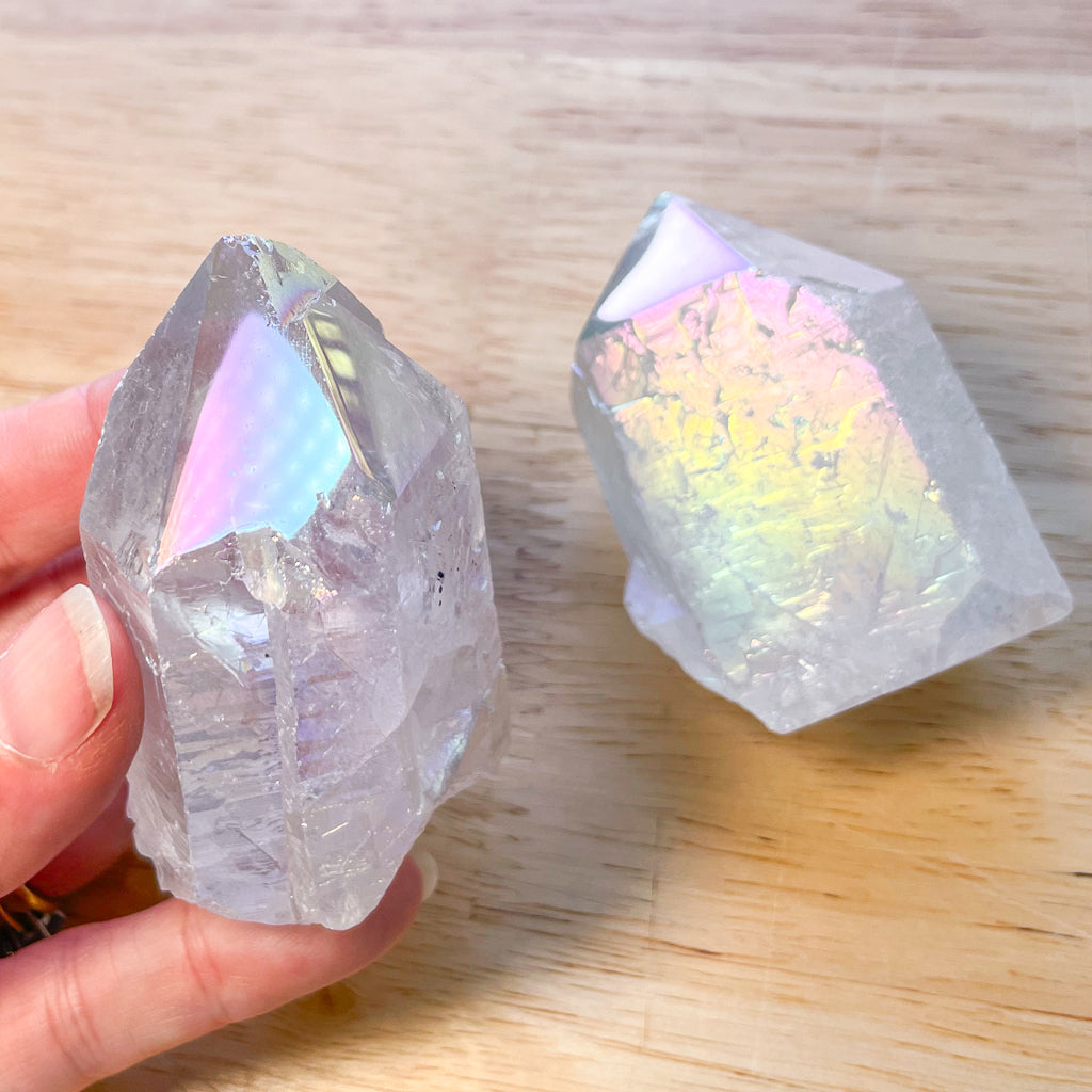 Aura quartz crystal raw point