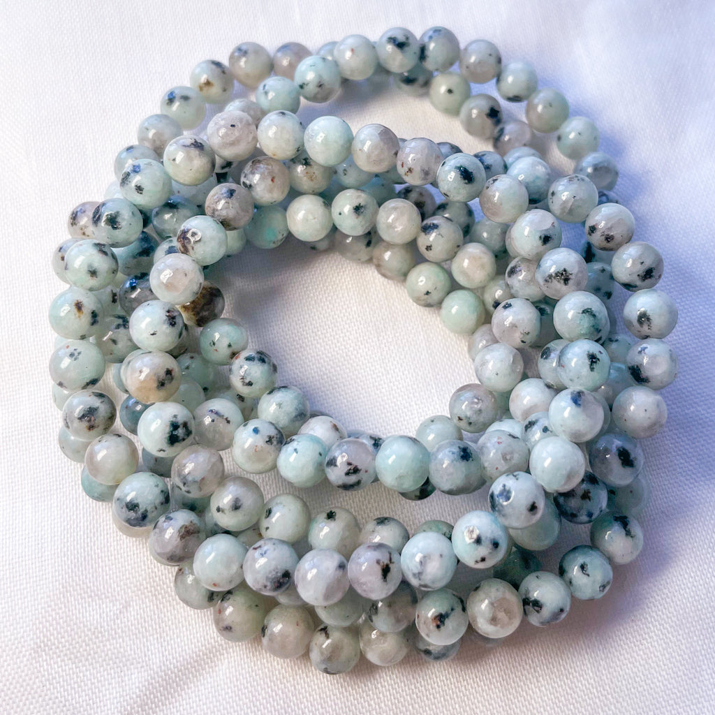 Kiwi jasper crystal bead stone bracelet