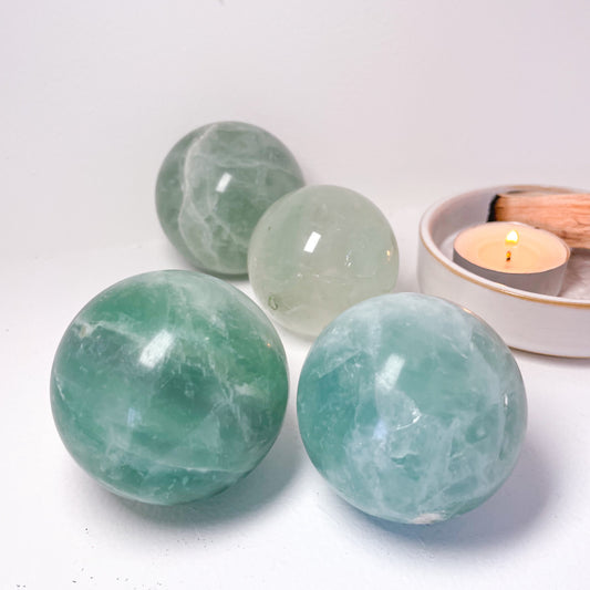 Green Fluorite crystal sphere