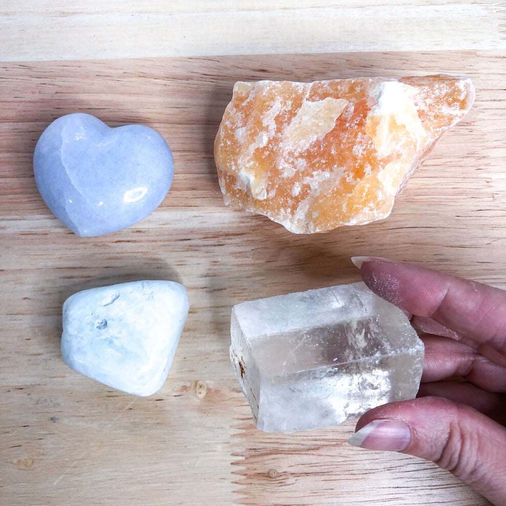 Crystal box - soothing anxiety calcite crystals pack - 4 crystal set