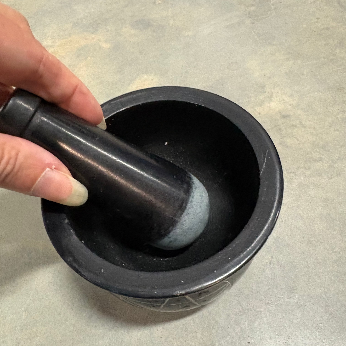 Herbal witch soapstone crystal mortar and pestle