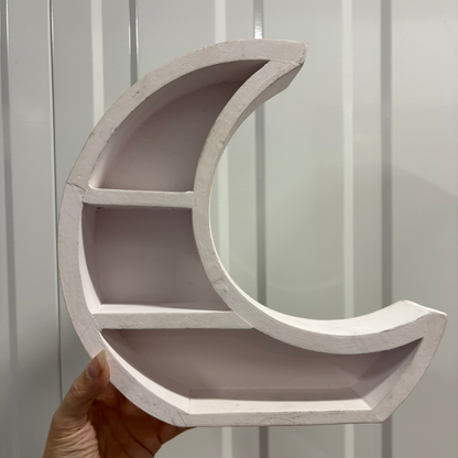 White wash crescent moon shelf