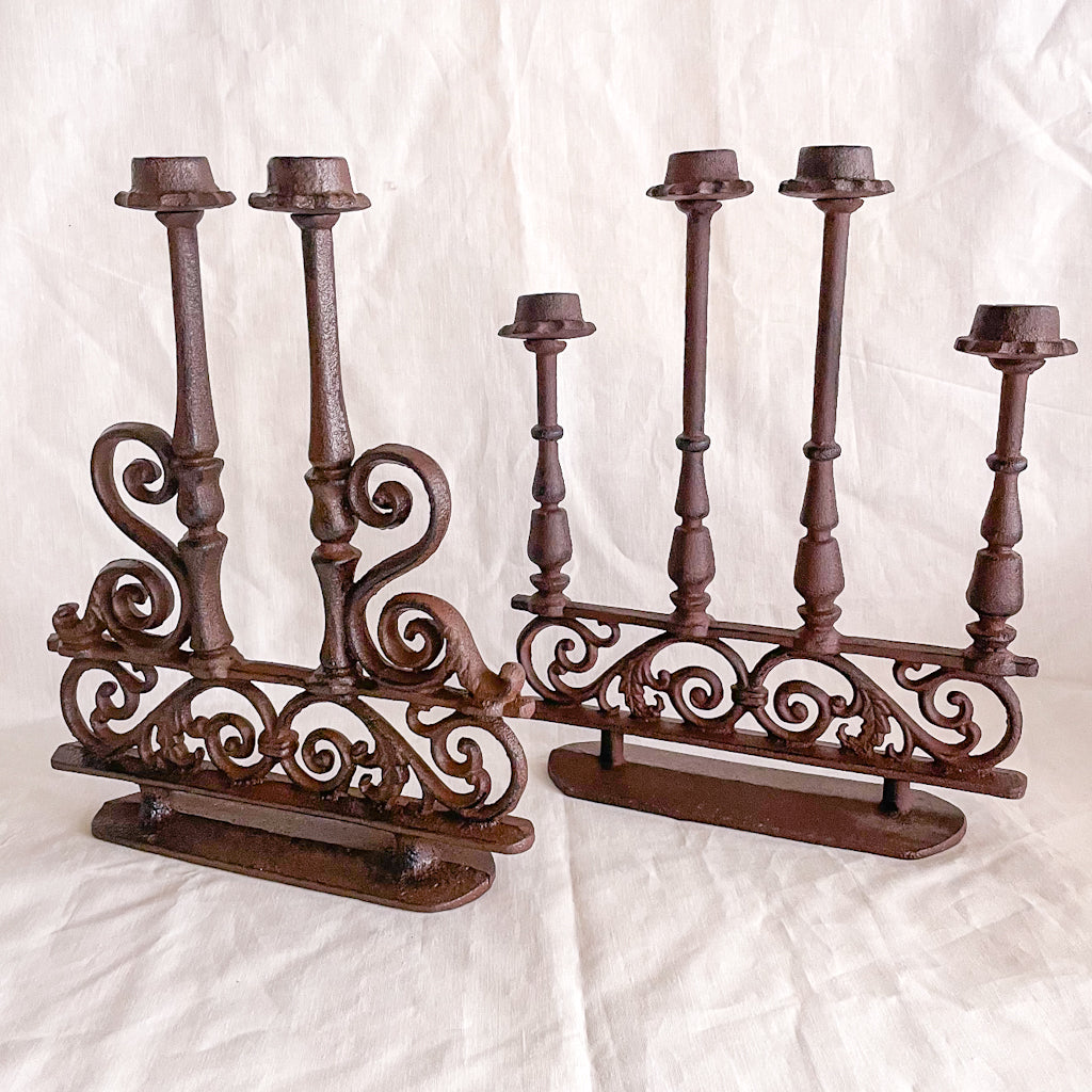 Cast iron ornate vintage candle holder