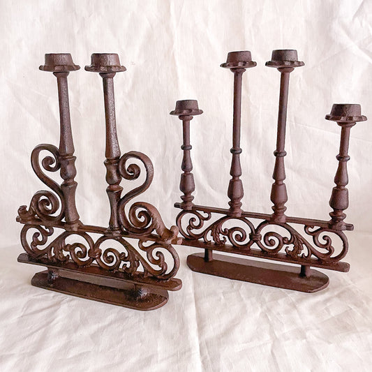 Cast iron ornate vintage candle holder