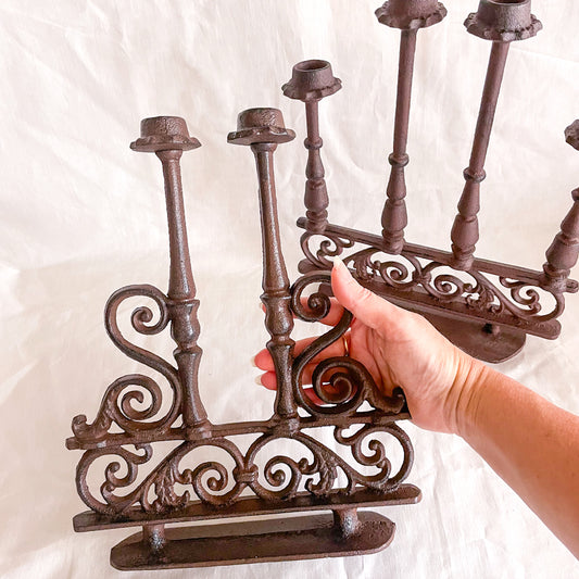 Cast iron ornate vintage candle holder