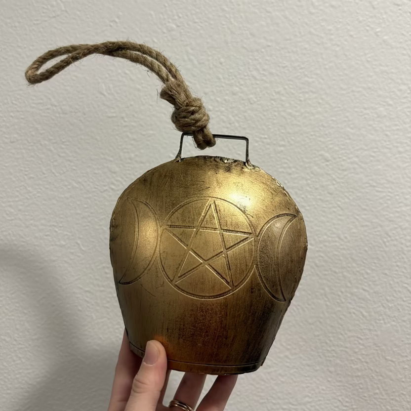 Witchy brass triple moon bell