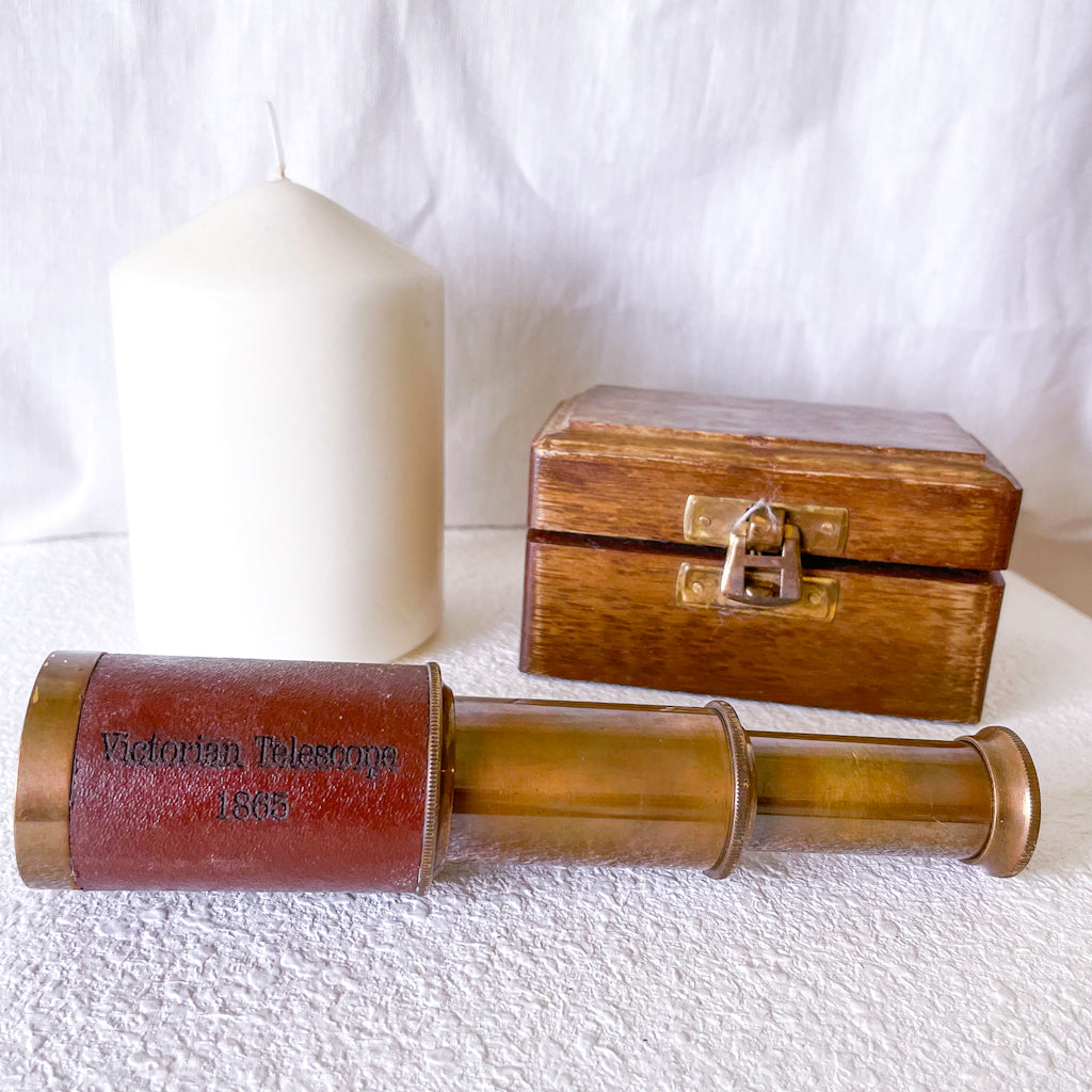 Antique brass + leather telescope