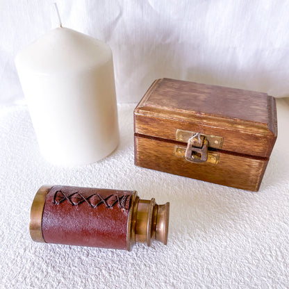 Antique brass + leather telescope