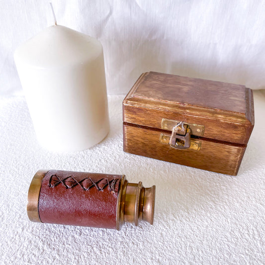 Antique brass + leather telescope