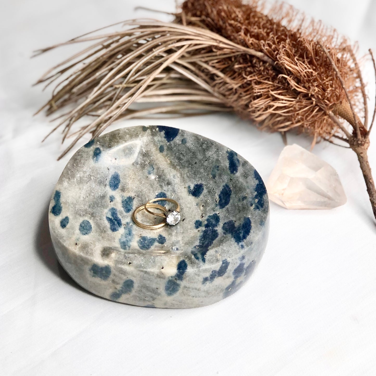 Apatite in Cleavelandite crystal polished dish bowl