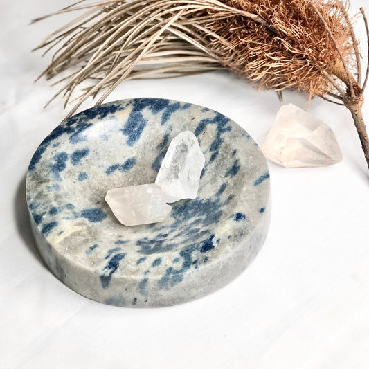 Apatite in Cleavelandite crystal polished dish bowl
