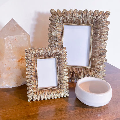 Gold feather picture frame