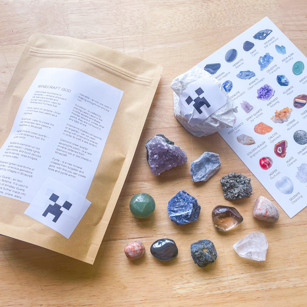 Minecraft rock / tumble stone and rough crystal set