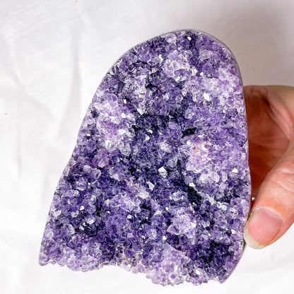 Amethyst crystal polished edge cluster 460g