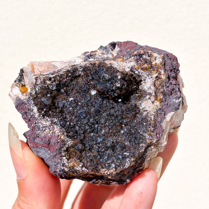 Yin yang balance Manganese on Quartz crystal cluster