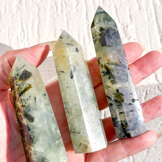 Prehnite crystal point tower