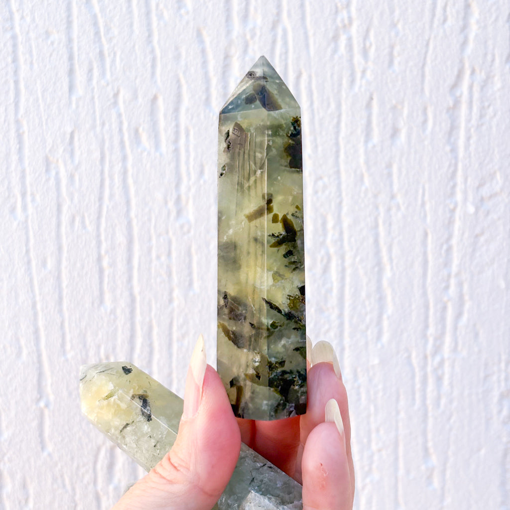 Prehnite crystal point tower