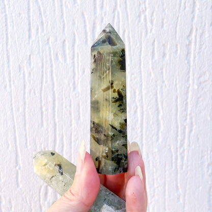 Prehnite crystal point tower