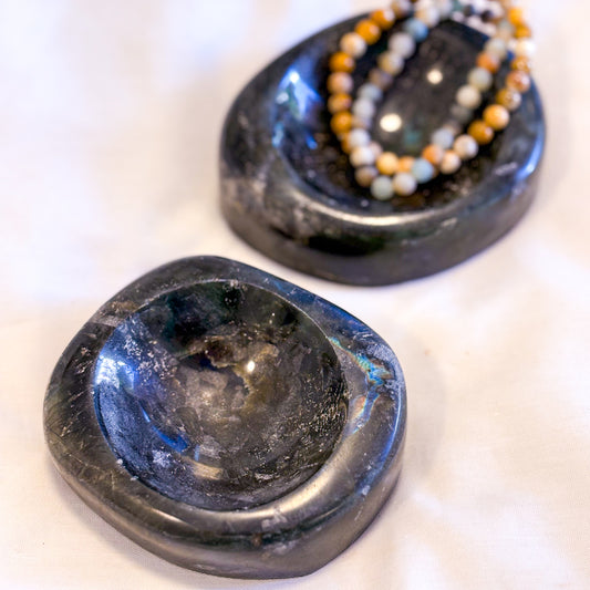 Labradorite crystal carved bowl