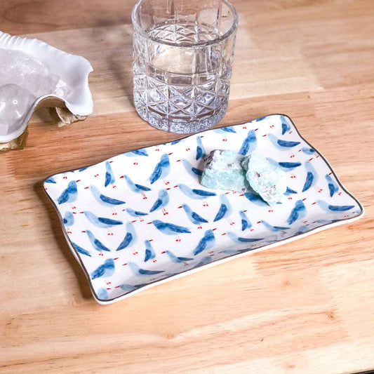 Blue bird trinket plate tray