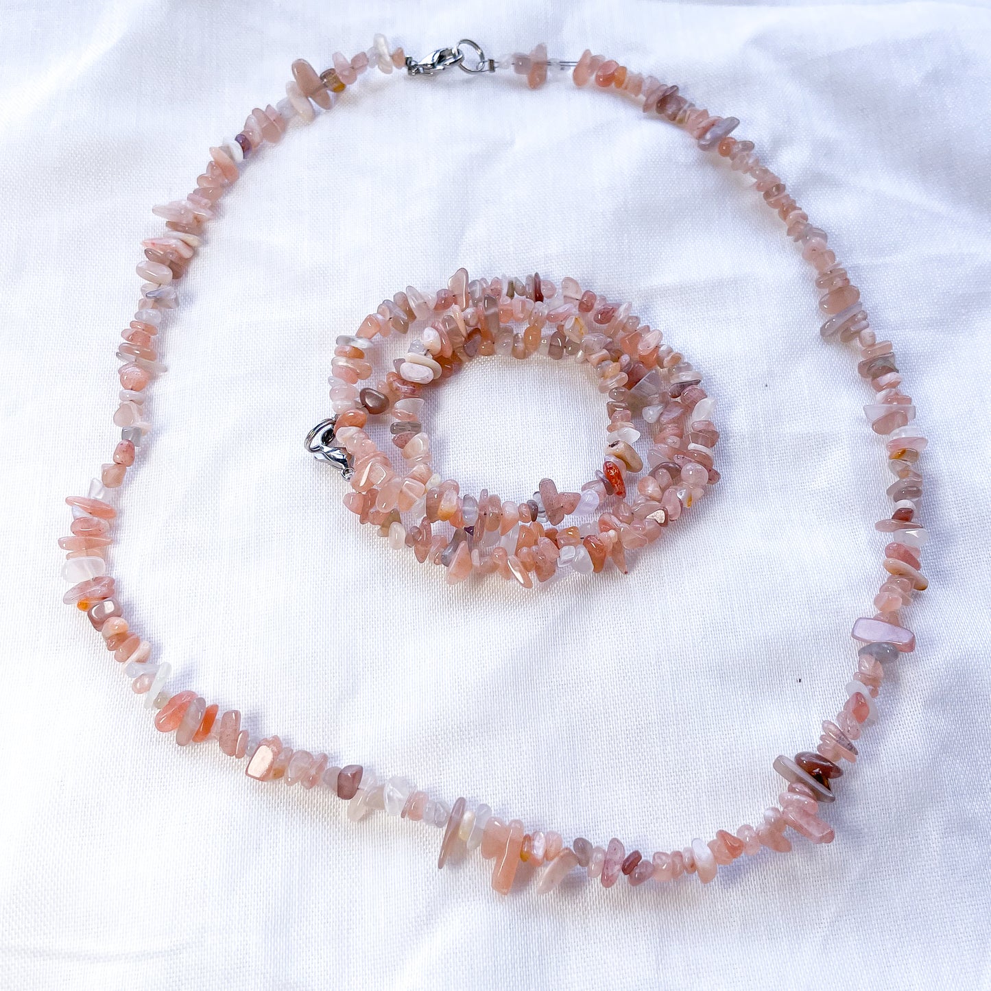 Pink sunstone crystal necklace