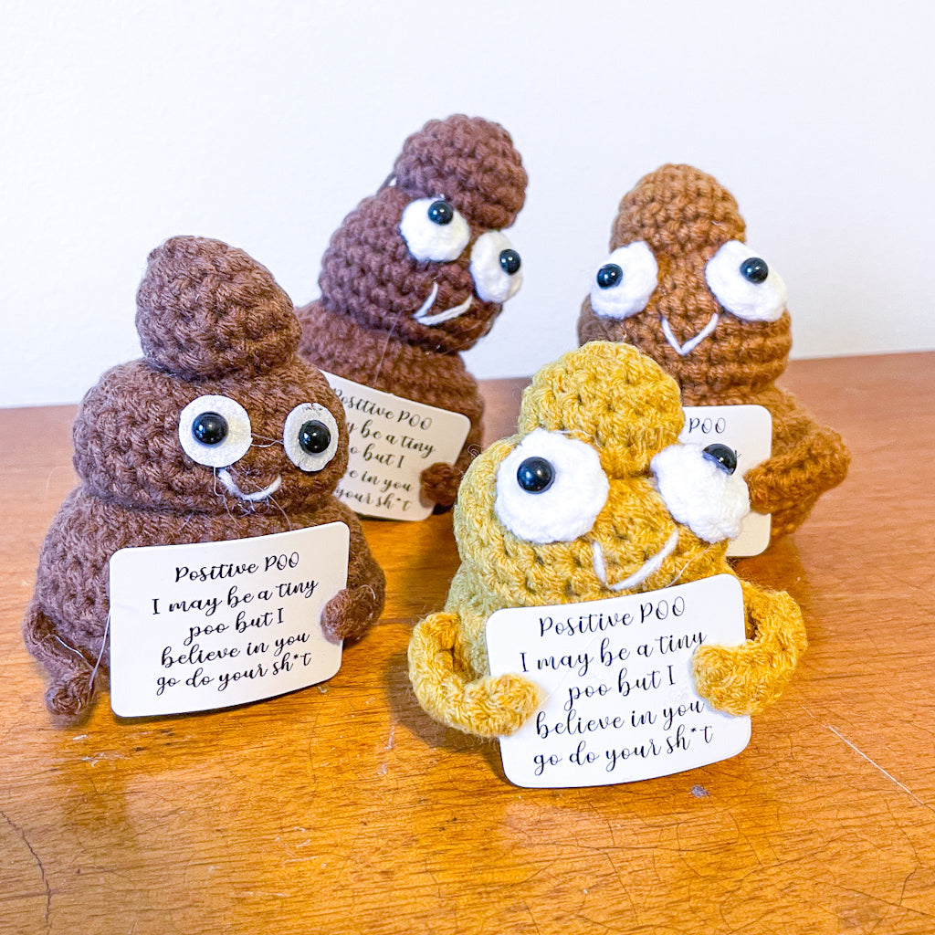 Cheeky positive poop crochet keepsake toy