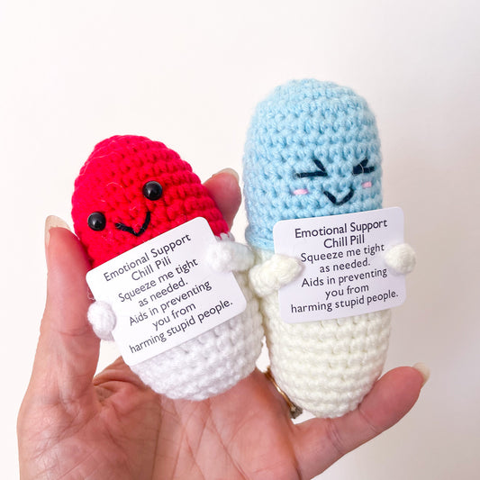 Cheeky chill pill crochet keepsake toy