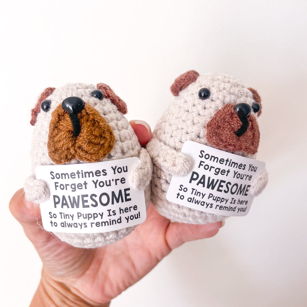 Positive puppy dog crochet keepsake toy