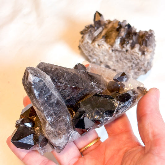 Smoky quartz crystal cluster