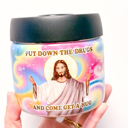 Jesus weed stash storage jar