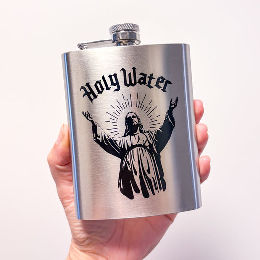 Jesus holy water drinking hip flask