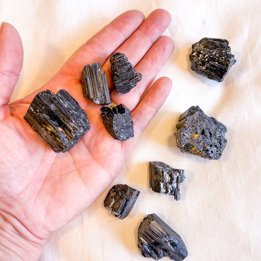 Black tourmaline crystal raw stone