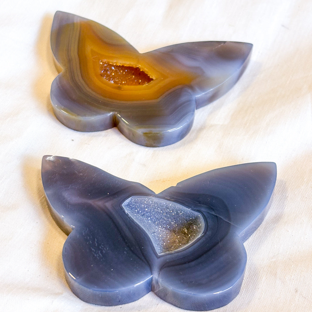 Natural Agate crystal butterfly carving