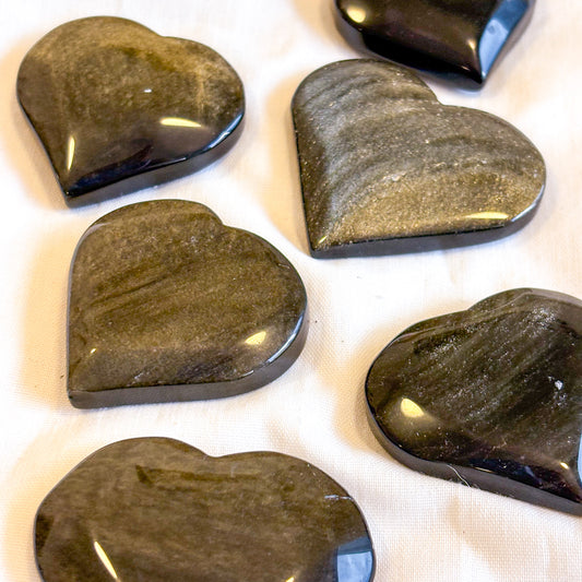 Gold sheen obsidian crystal heart