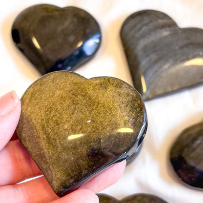 Gold sheen obsidian crystal heart