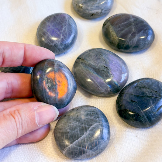 Labradorite crystal polished palm stone