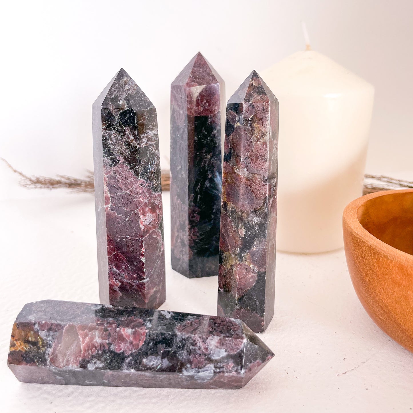 Garnet crystal point tower