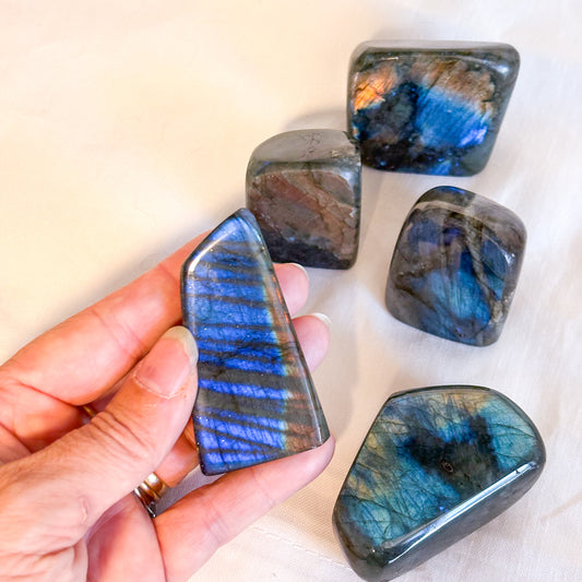 Labradorite crystal carved freeform statue