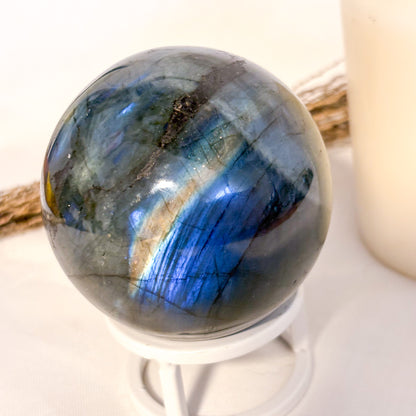 Labradorite crystal sphere