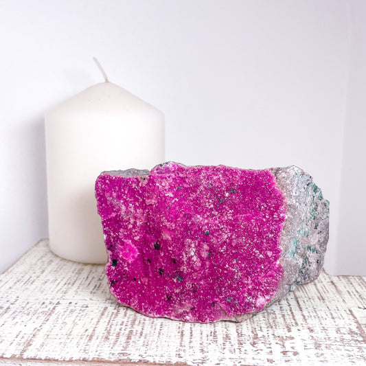 Pink Colbolto Calcite + Malachite crystal cluster specimen XL
