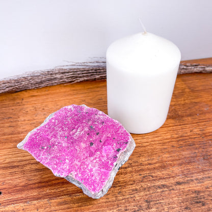 Pink Colbolto Calcite + Malachite crystal cluster specimen XL