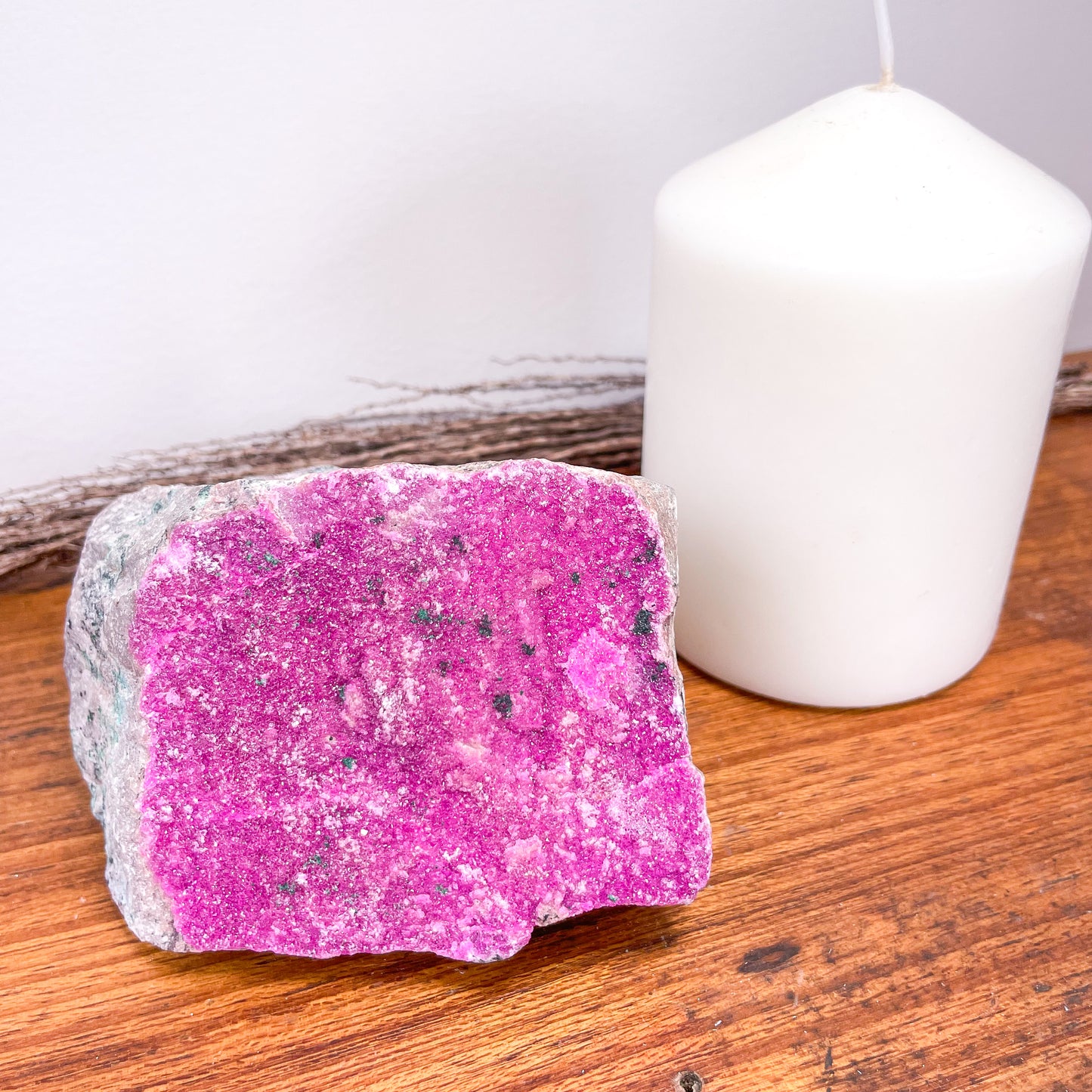 Pink Colbolto Calcite + Malachite crystal cluster specimen XL