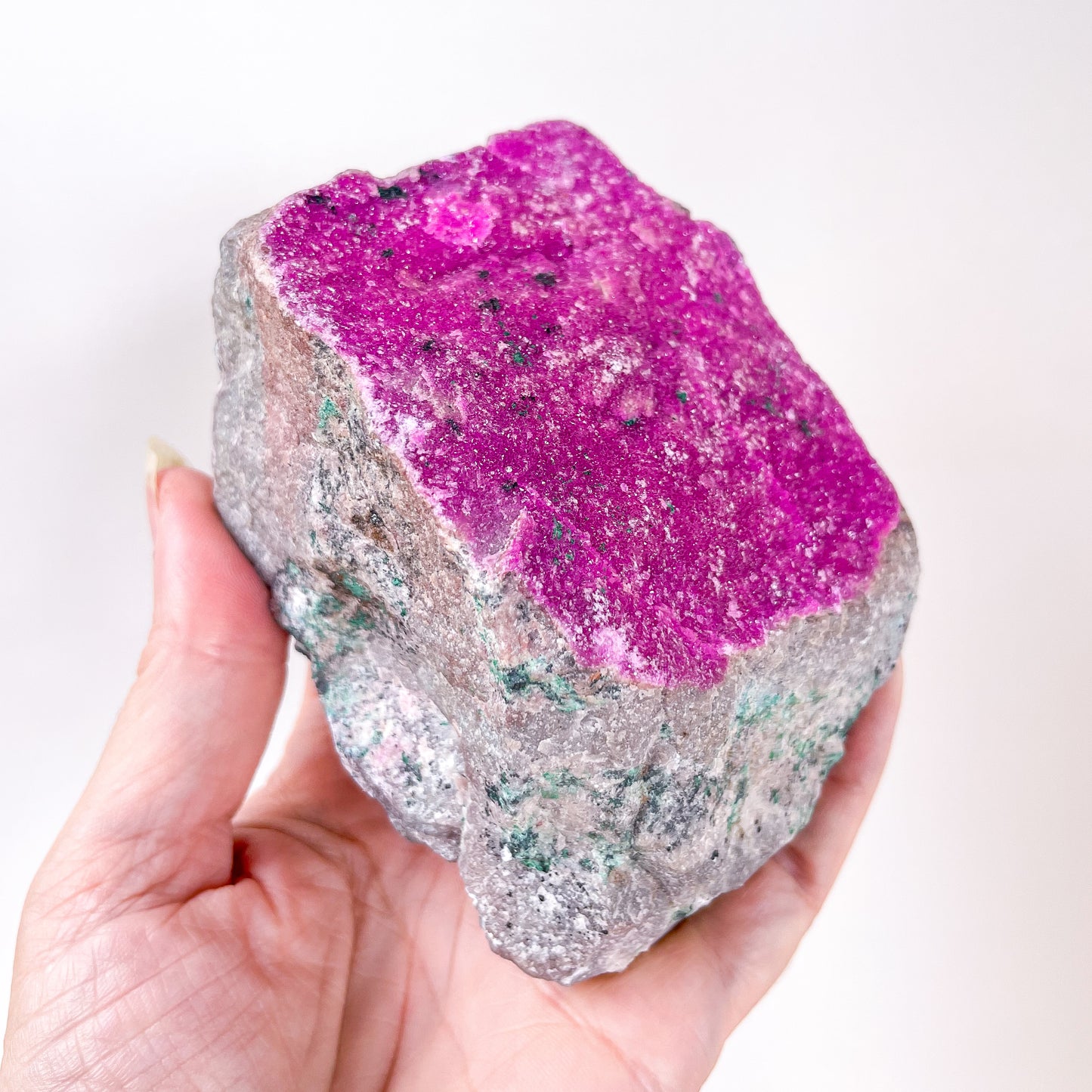 Pink Colbolto Calcite + Malachite crystal cluster specimen XL