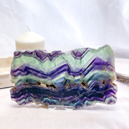 Fluorite B grade crystal polished slab