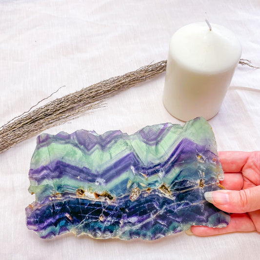 Fluorite B grade crystal polished slab