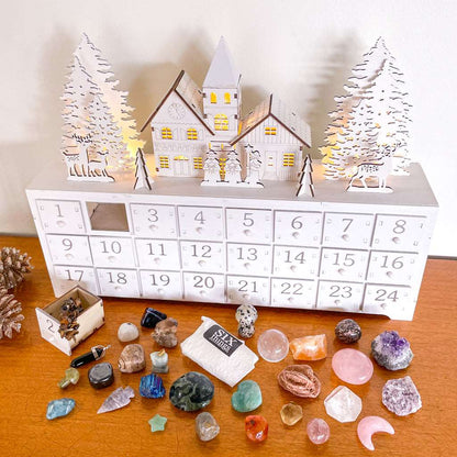 Christmas advent calendar wooden cabinet with optional crystals