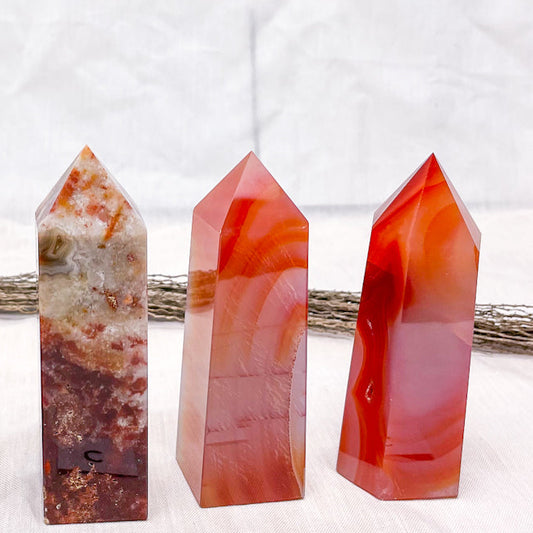 Carnelian crystal polished point generator tower