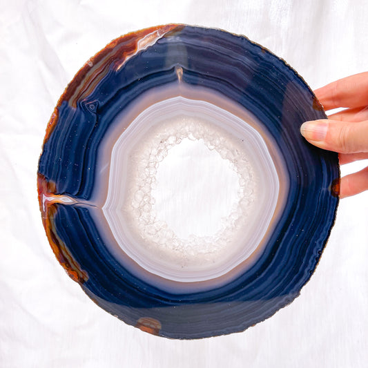 Natural Agate + Clear Quartz cluster crystal slice slab XL