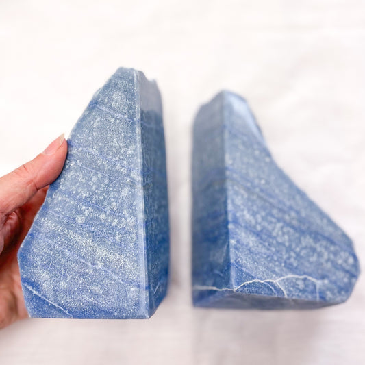Blue aventurine crystal polished bookends