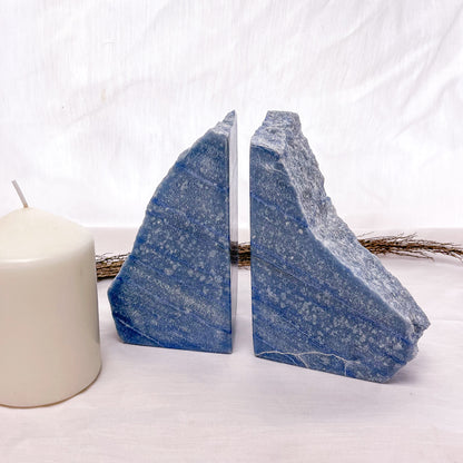 Blue aventurine crystal polished bookends